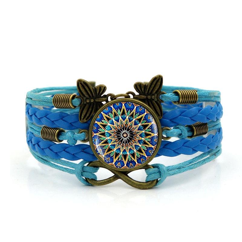 Bohemian Mandala Time Gemstone Braided Bracelet Female Europe And The United States Retro Infinity Symbol Butterfly Hand Jewelry