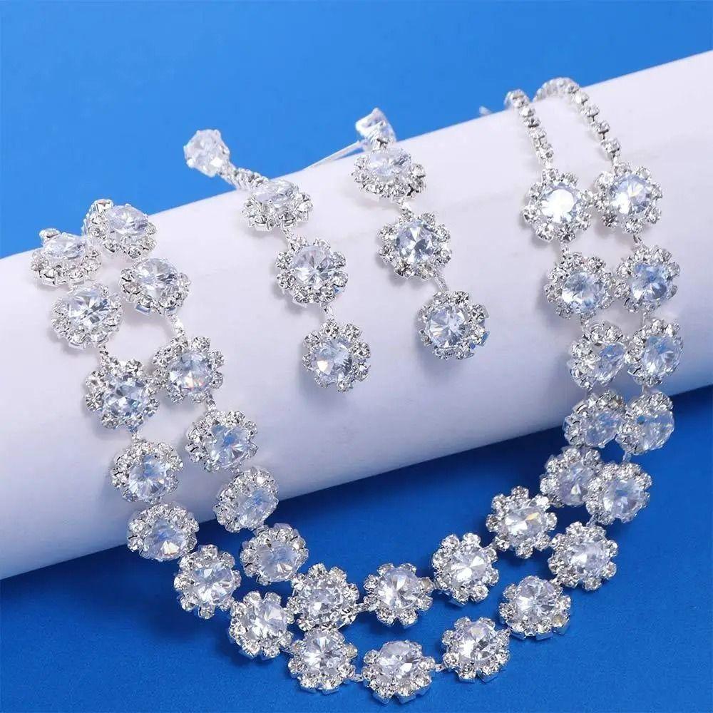 Fashion Shining Jewelry Set Exquisite Clavicle Chain Elegant Bracelet Girls