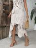 Elegant Crochet Sleeveless Vest & Lined Half Skirt Woolen Set for Women