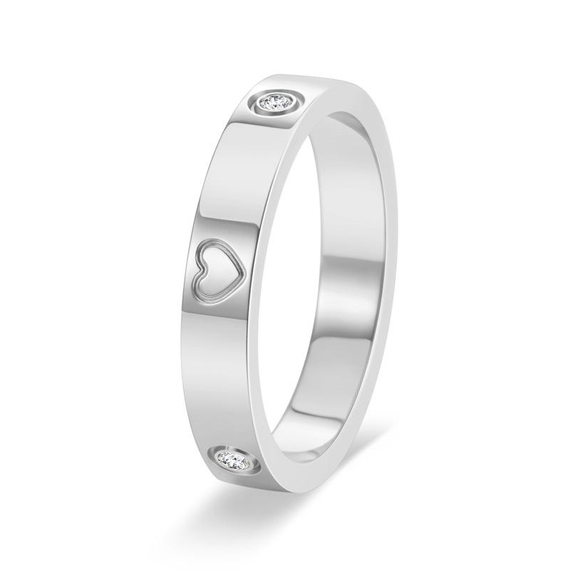 Minimalist Heart Shaped Diamond Ring Titanium Steel Women Fashion Jewelry Gift