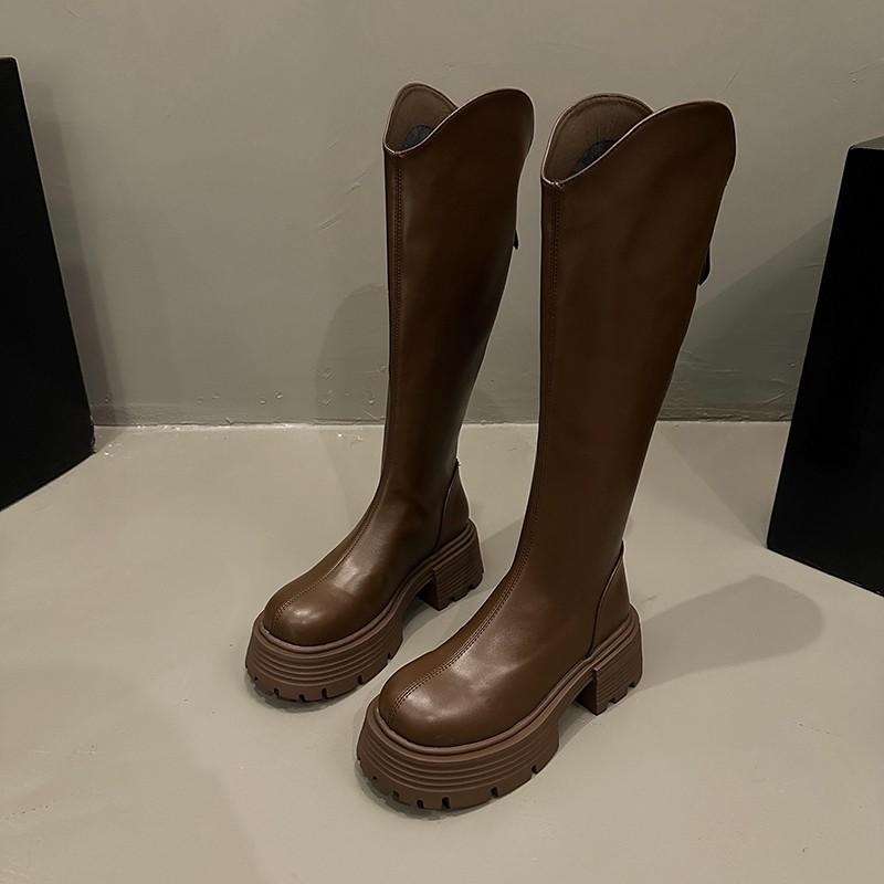 Black Petite Women's Thick-soled High-heeled Long Boots Over-the-knee Knight Boots Autumn/winter