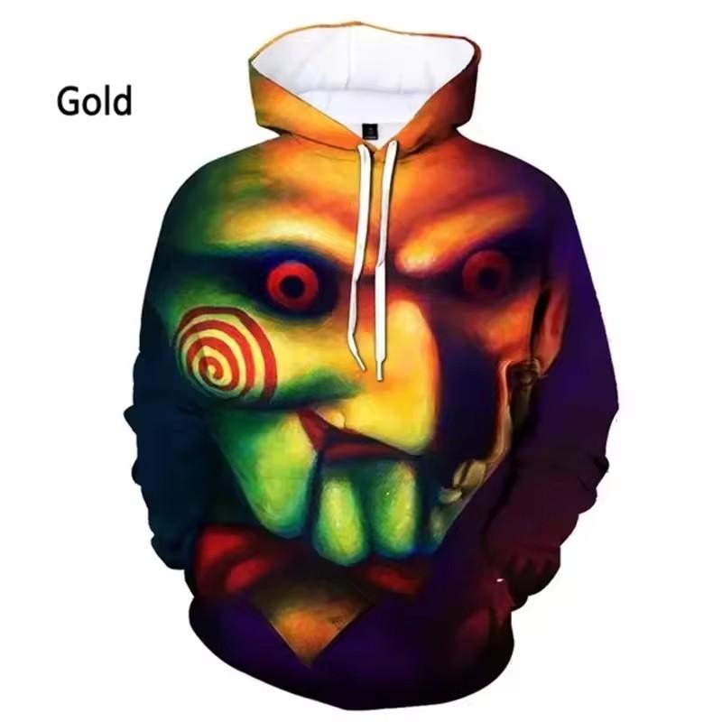 

3D Друк Чоловічі Худі Біллі Маріонетка - Пила Фільм Жахів Страшний Персонаж Вбивця-Пазл Толстовка Повсякденні Пуловери з Капюшоном L