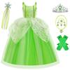 Rochie de Prințesă Maazusa, Cosplay, Set de Accesorii de Lux, Rochie pentru Copii, Set de 8 Piese, Verde, Drăguță, Supradimensionată, Costum pentru Copii, Evenimente, Halloween, Petreceri,