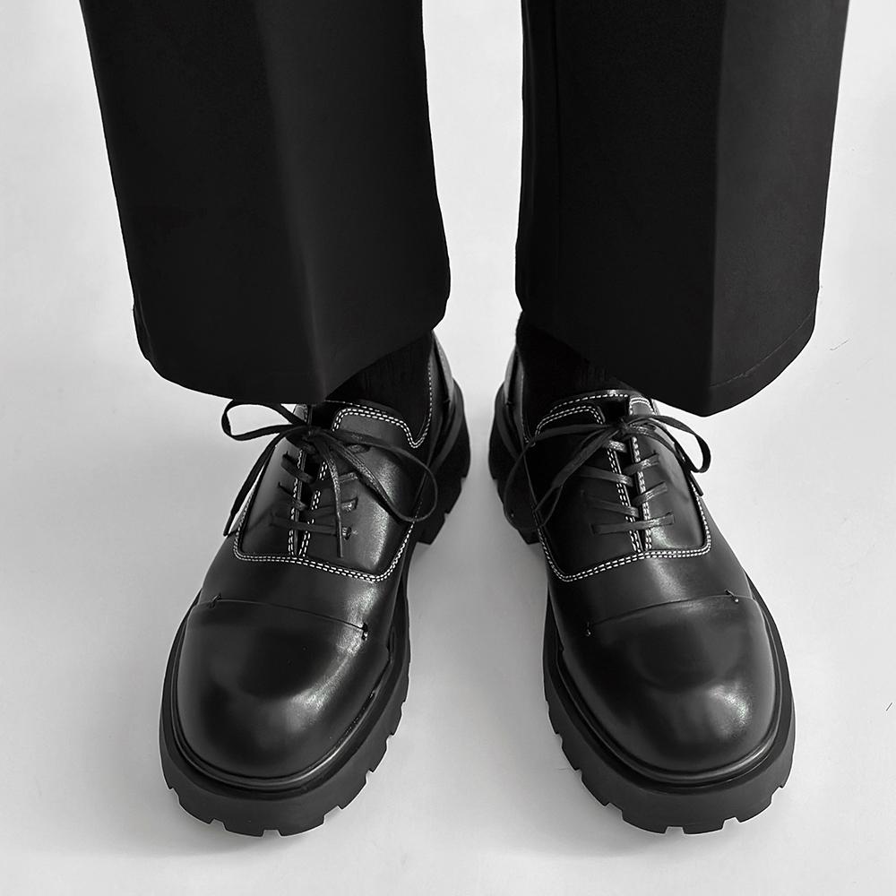 Derby Men's Thick Soled Shoes Fashion Designer's New Style Outdoor Trendy Party Classics Black Versatile Youth Daily Shoes