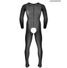 Shengrenmei Uomo Trasparenti Sottili Maniche Lunghe Girocollo Senza Cavallo Con Piedi Elasticizzati Body Collant Calze Integrali