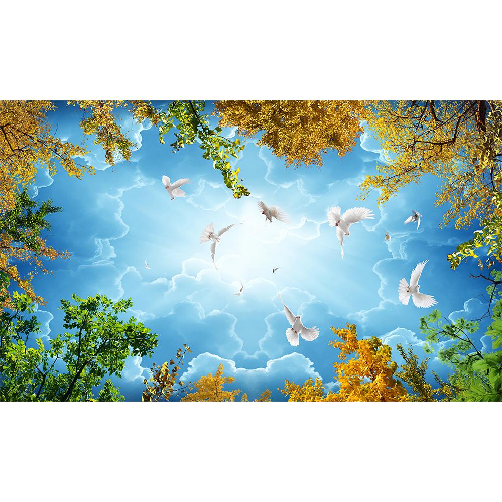 Tapet Modern 3d de Plafon Nori Albi Cer Albastru Picturi Murale Tapet Porumbel Zburător Cer Decor Acasă