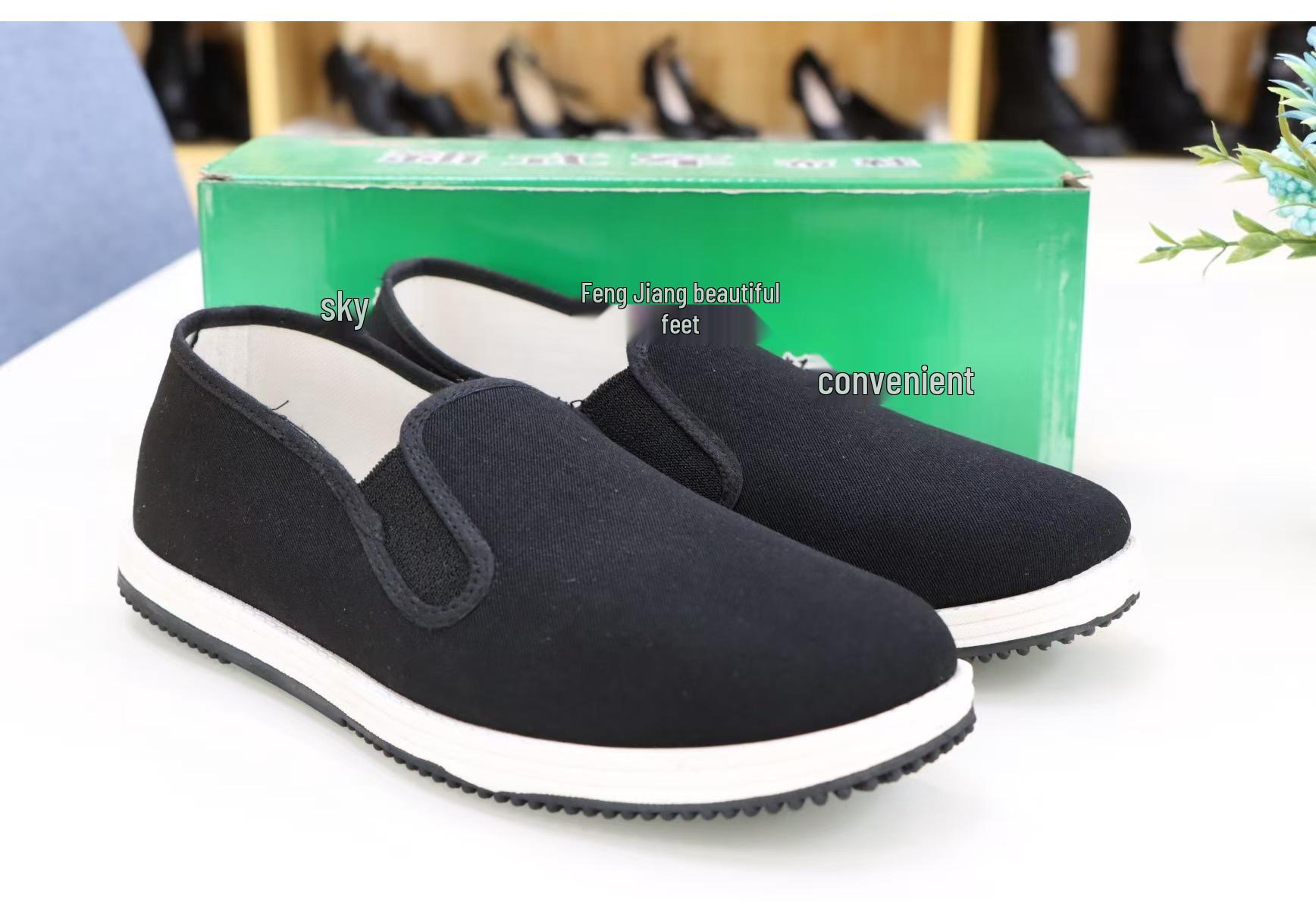 Men s Black Slip-On Firefighter Flyknit Canvas Shoes: Non-Slip, Wear-Resistant, Breathable, Casual. 44