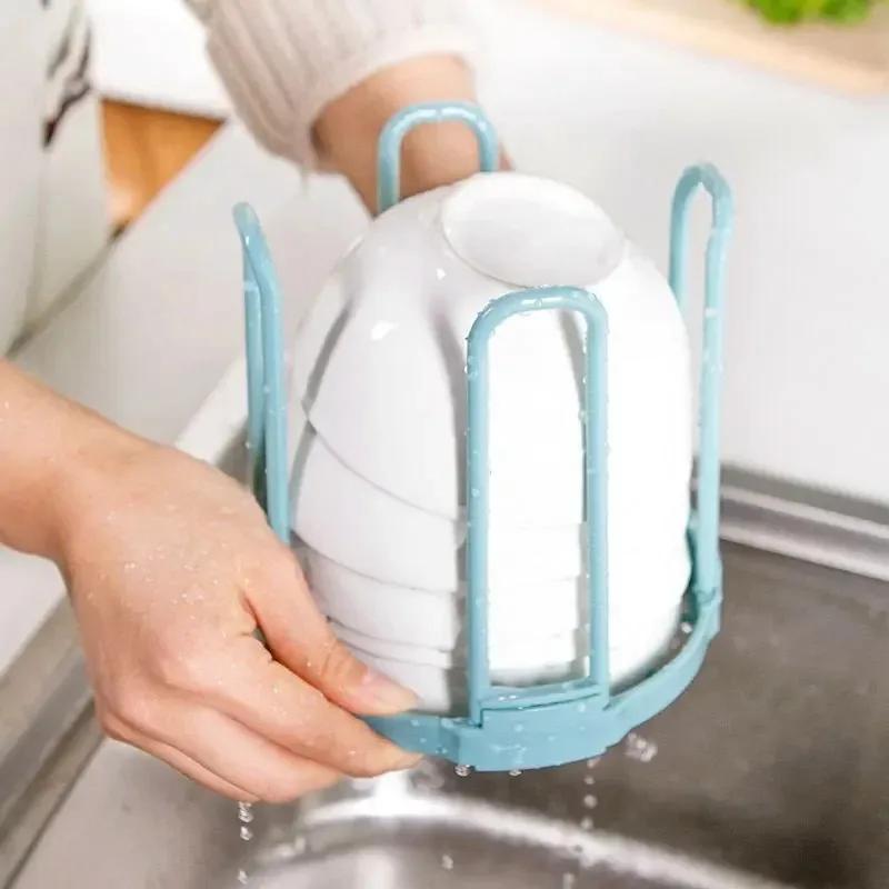 1pc Retractable Desktop Bowl Holder Home Removable Dishes Storage Rack Durable Bowl Storage Shelves Drain Cup Shelf for Kitchen