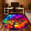 1pc Tree of Life Cosmic Art Pattern Office Round Rugs, Under Chair Round Rugs for Living Room, Bedroom, Bathroom Decoration Carpet 091833