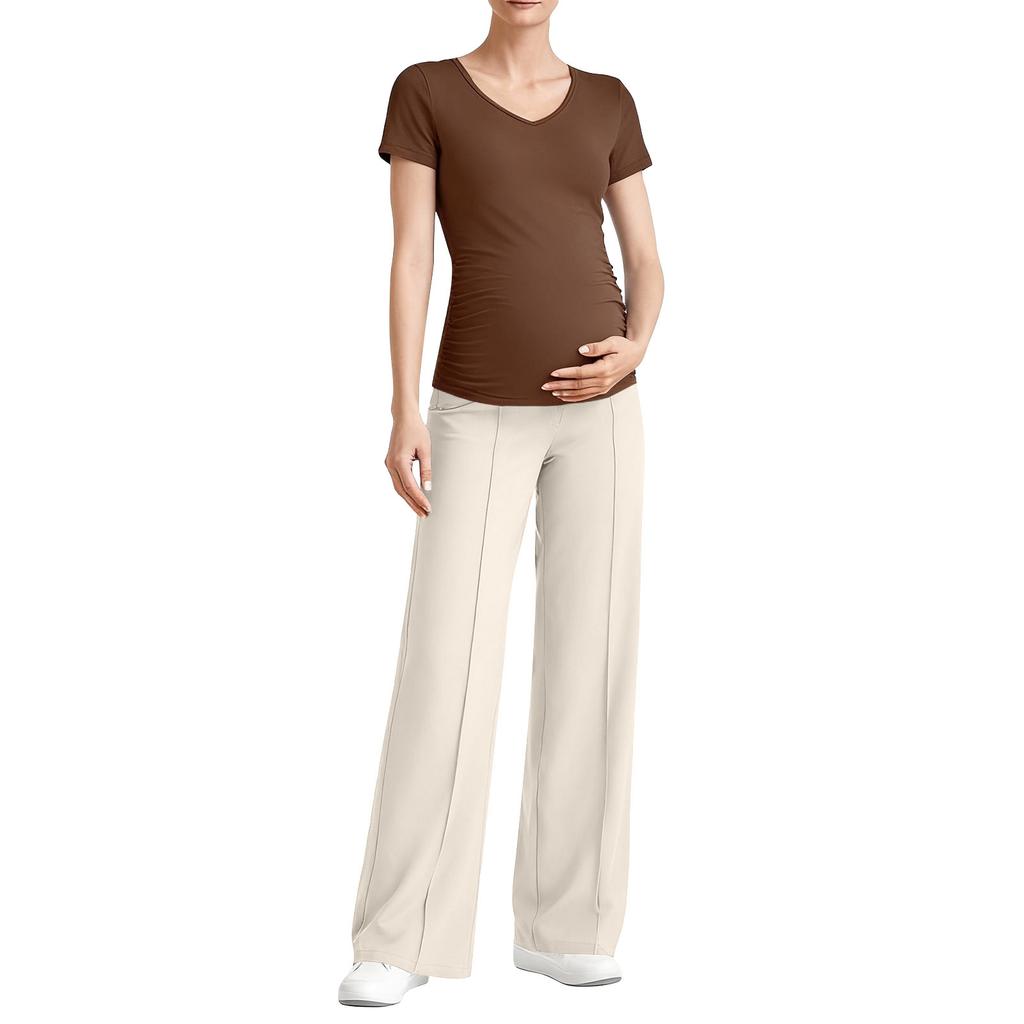 Maternity Yoga Pants, With A Belly Pocket, Stretchy Wide-leg Work/casual Pants, Maternity Loungewear Pants