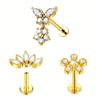 3Pcs Stainless Steel Flower Butterfly Flame Stud Earring And Nose Ring Set For Women Girls Jewelry