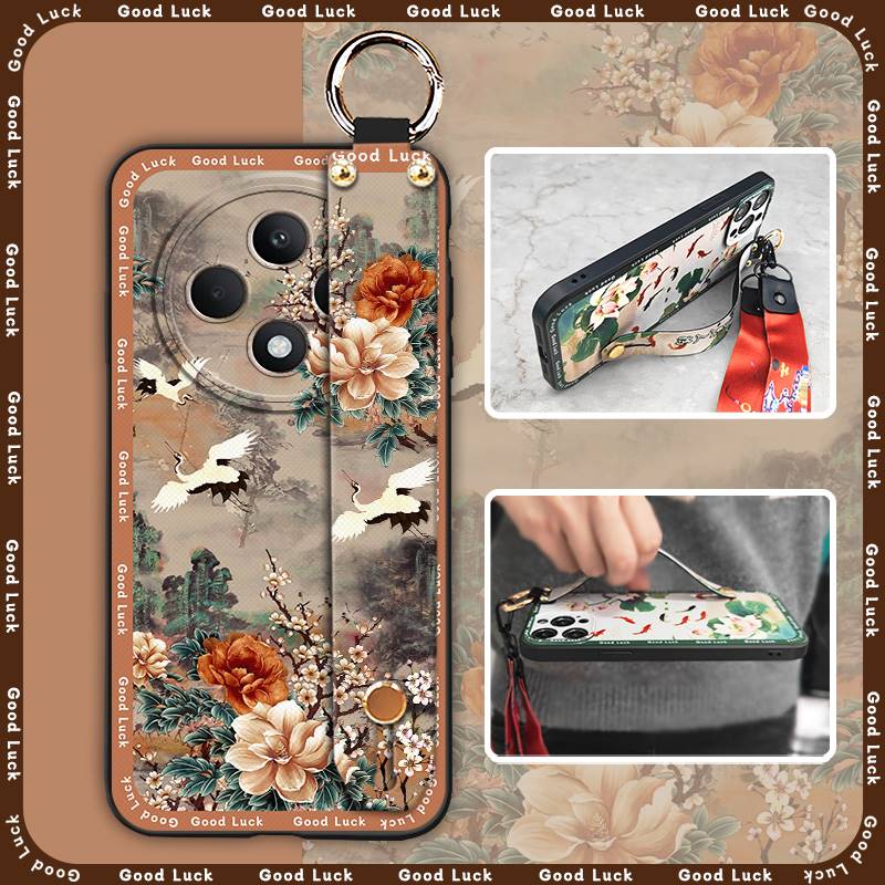 Elderly Lady Kickstand Phone Case For OPPO Reno12F 5G Ring Anti-knock Dirt-resistant Soft Case Wristband Protective