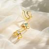 Fashion Shiny Zircon Geometric Line Open Rings for Women, High Quality Stainless Steel Ring, Gold Plated Luxury Finger Jewelry