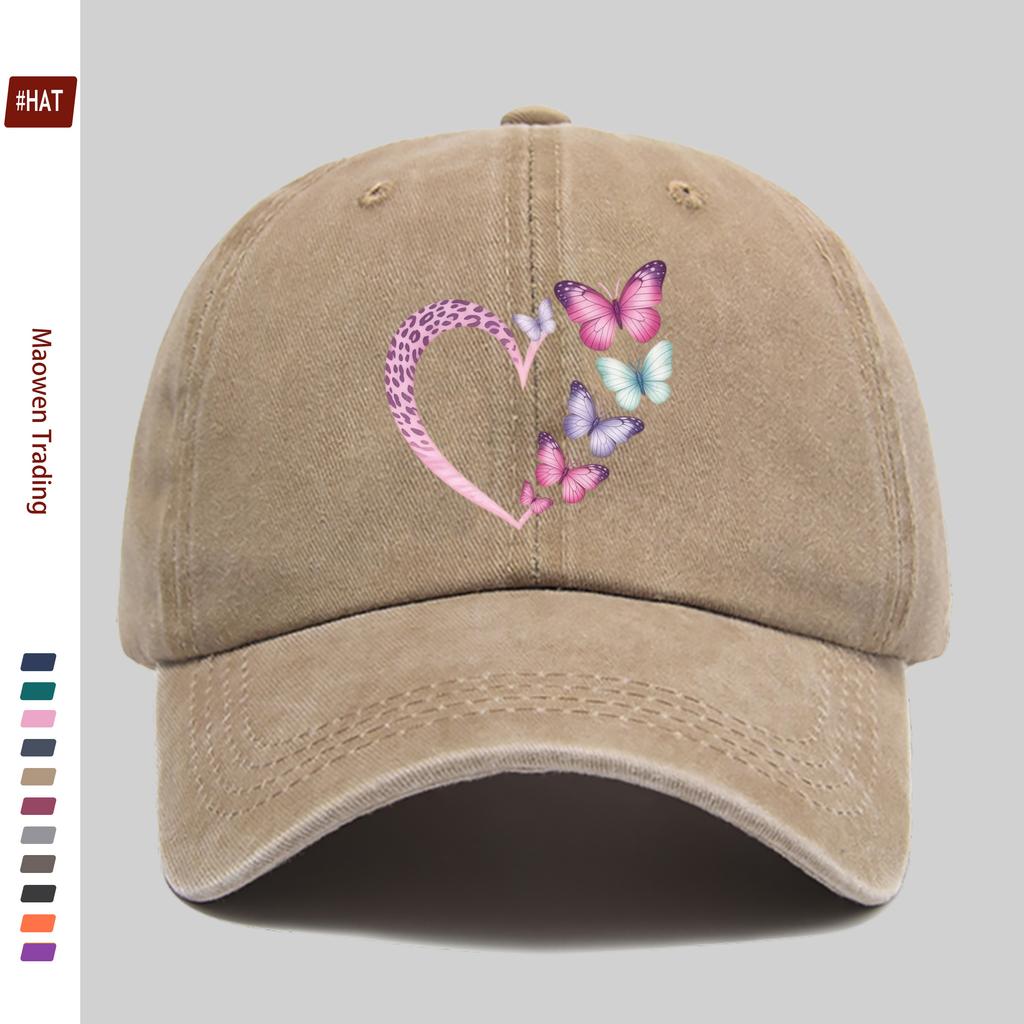 Pc Pcs Heart Butterfly Print Baseball Cap Suitable for Dating Travel Outdoor Sports Beach Vacations Parties Adjustable