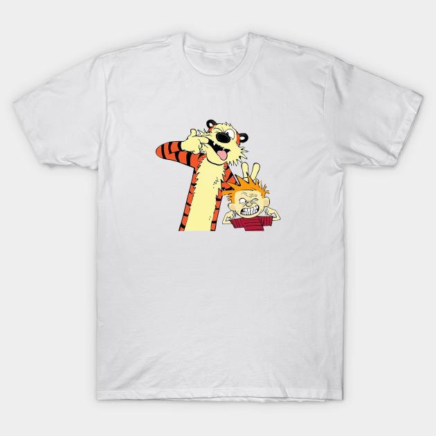 

Men Black Print T-shirt Calvin And Hobbes Philosophy No-Cut Transfer Paper Print Cotton Tshirt XL білий