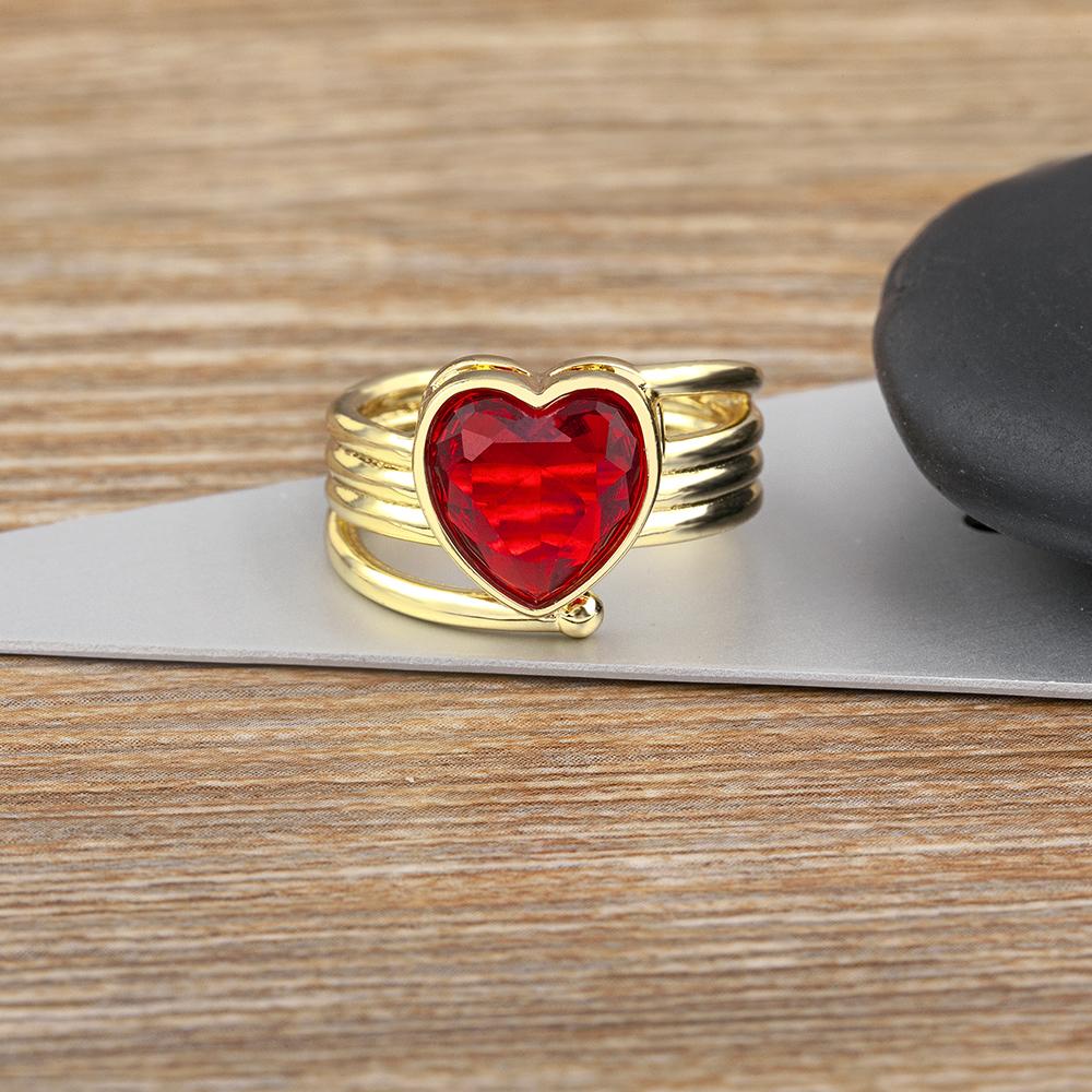 Nidin Romantic Heart Shape Open Rings for Women Zircon Crystal Jewelry Adjustable Fashion Wedding Party Accessories Gifts