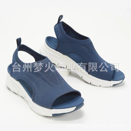 Sandals women's autumn and summer mesh thick-soled foot cover fish mouth fly-woven casual sports women's shoes