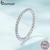 BAMOER 925 Silver Braided Texture Twisted Eternity Band Stackable Rings Fine Jewelry