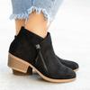 Women's Shoes New Thick Heel Large Size Women's Boots Suede Martin Boots Low Heel Side Zipper Short Boots Women