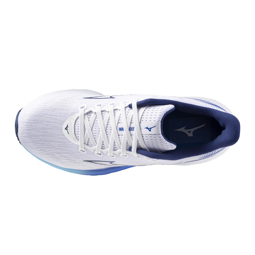 Mizuno Wave Rider 28 Running Thick White x Navy x 2E Shoes, Jogging, Marathon, Training, Sports, Lightweight, Resilient, Sole, Men's, Blue, 26.0 cm,