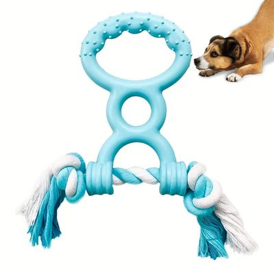 Dental Cleaning Chew Toy for Medium Breeds - 8-Shaped Rubber Tug and Ring Toy for Dogs