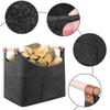 Felt Basket Firewood Box With Wooden Handles Foldable Wood Basket For Firewood Wood Newspapers Clothes Storage