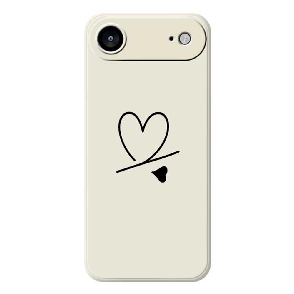 

For iPhone 17 Air Case Black Love Pattern Printing Straight Edge TPU Phone Back Cover Beige
