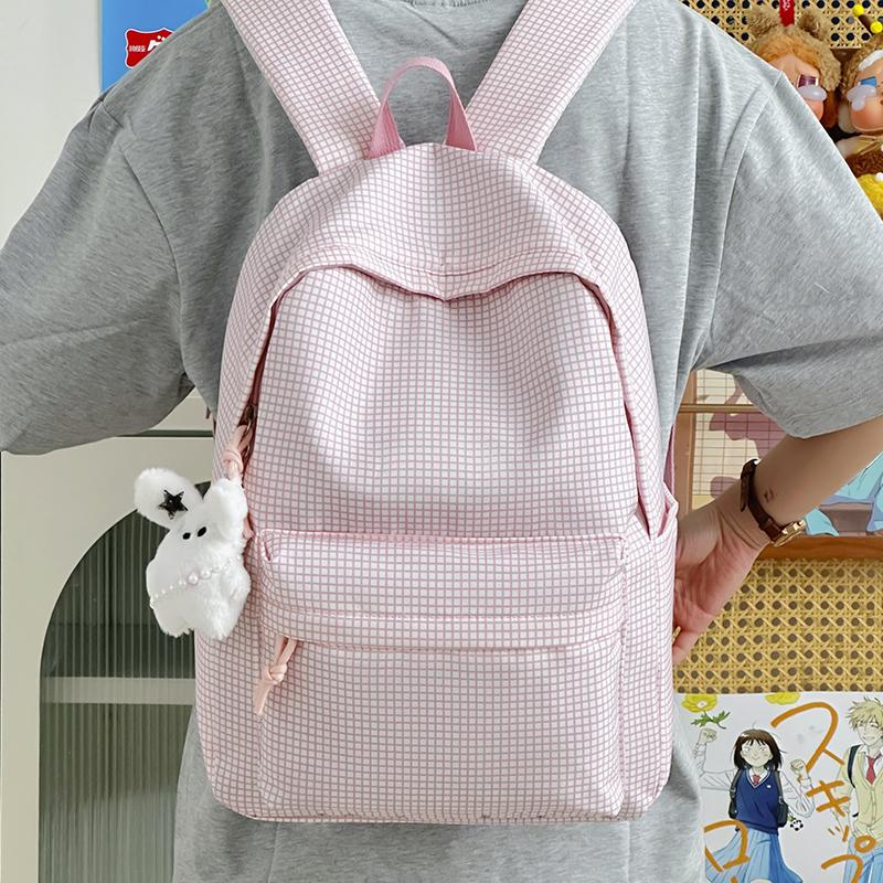 Student Schoolbag Large Capacity Check Backpack