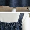 Grande Taille Printemps Automne Femmes Robe d'Été en Denim Bretelles Spaghetti Bleue Ample Sans Manches Décontractée Simple Robe Grande Taille pour Dames Avec Poches