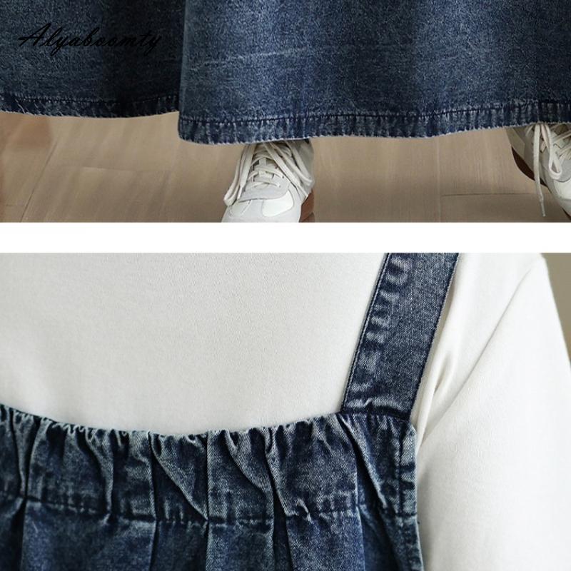 Rochie de vară toamnă din denim pentru femei, mărime mare, cu bretele spaghetti, albastră, supradimensionată, fără mâneci, casual, simplă, rochie pentru damă plus size cu buzunare