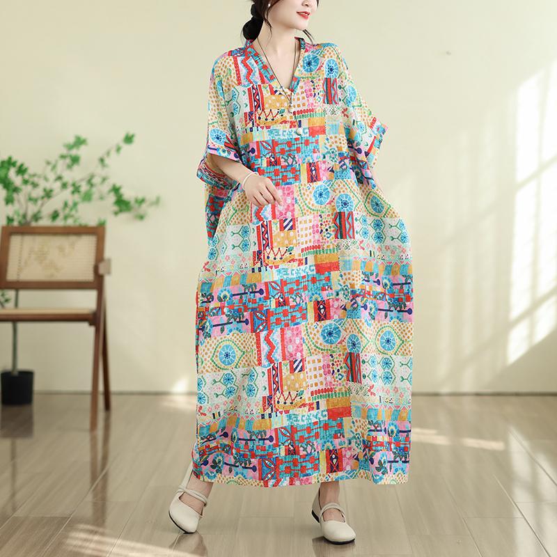 DIMANAF New 2026 Women Plus Size Summer Casual Maxi Long Dress Cotton Loose Oversize Floral Print Beach Sundress