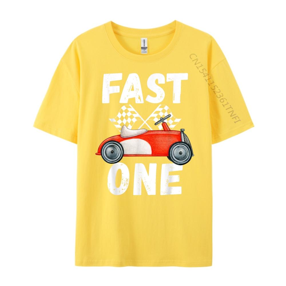 One Year Race Car 1st Birthday Fast One This Little Racer Mens Clothing 2025 Cheap Big Size Tee Shirt