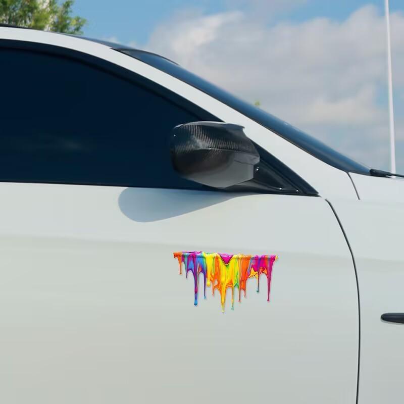 Rainbow Car & Motorcycle Paint Sticker - Creative Trunk Decoration & Scratch Cover