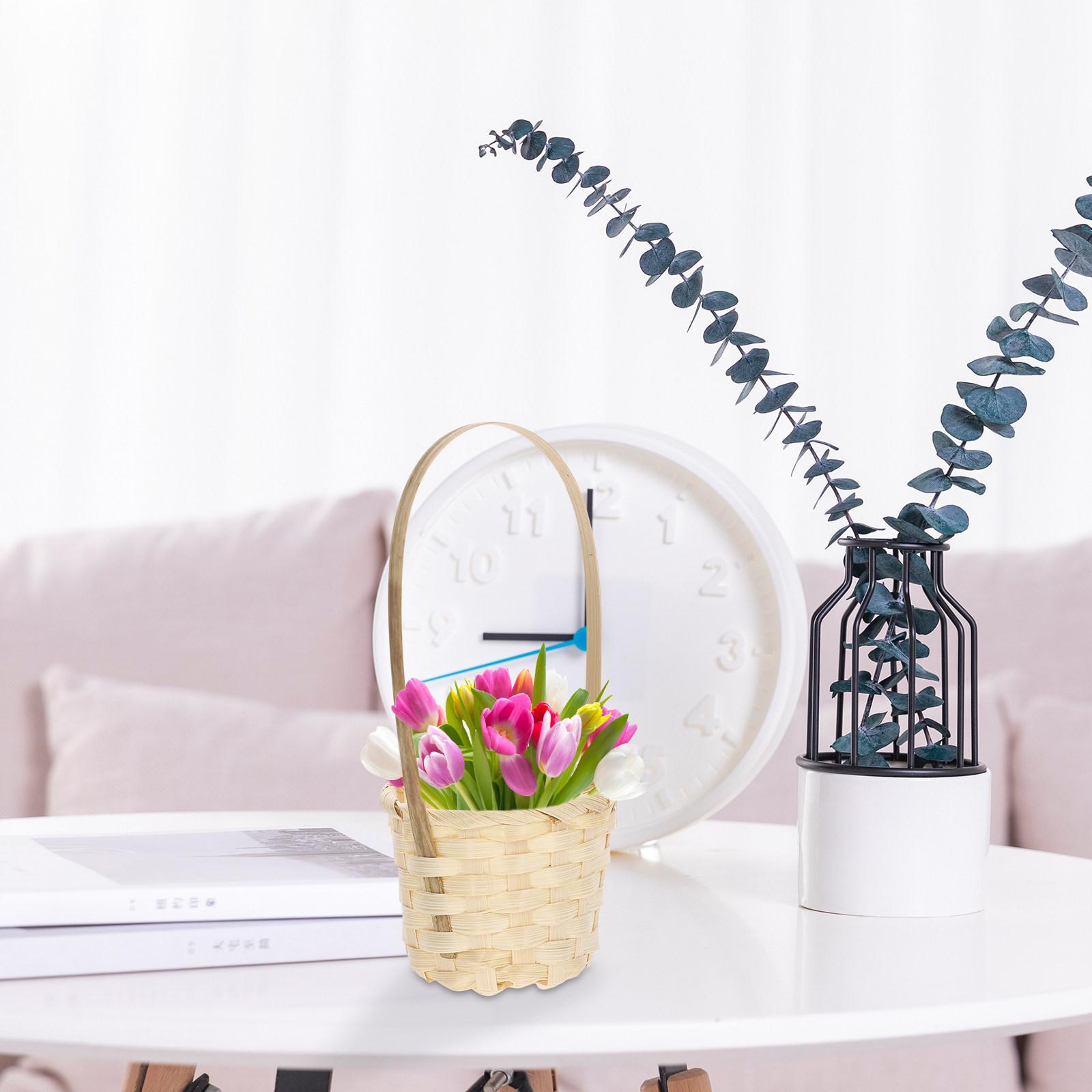 8Pcs Decorative Woven Basket Versatile Mini Storage Basket for Flowers Gifts Picnic Farmhouse Style Modern Rustic Interior 8X20CM