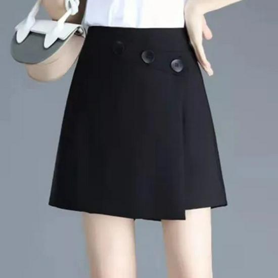

Women s High-Waisted Black Suit Shorts - Korean Style, Slim, Wide-Leg Skirt-Pants for Spring/Summer Quintuple Extra Large чёрный