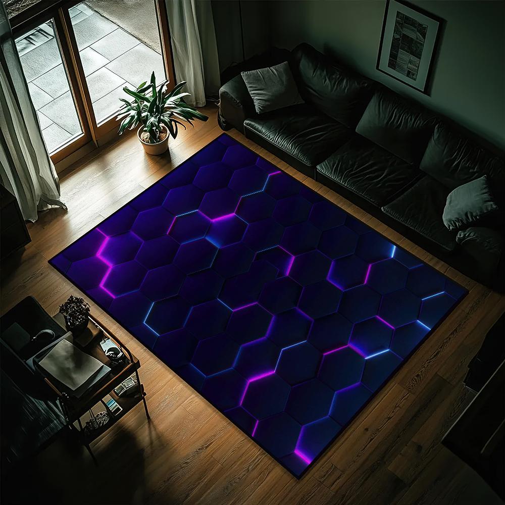 Anime Hexagonal Honeycomb Door Mat Entrance Non-slip Washable Kitchen Carpet Living Room Hallway Rug Bathroom Decoration