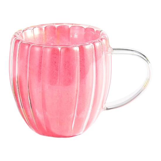 

Скляна кружка з подвійними стінками з ручкою, термостійка, 200 мл, мила чашка у формі гарбуза для кави, чаю, молока, домашнього офісного декору 200ML рожевий