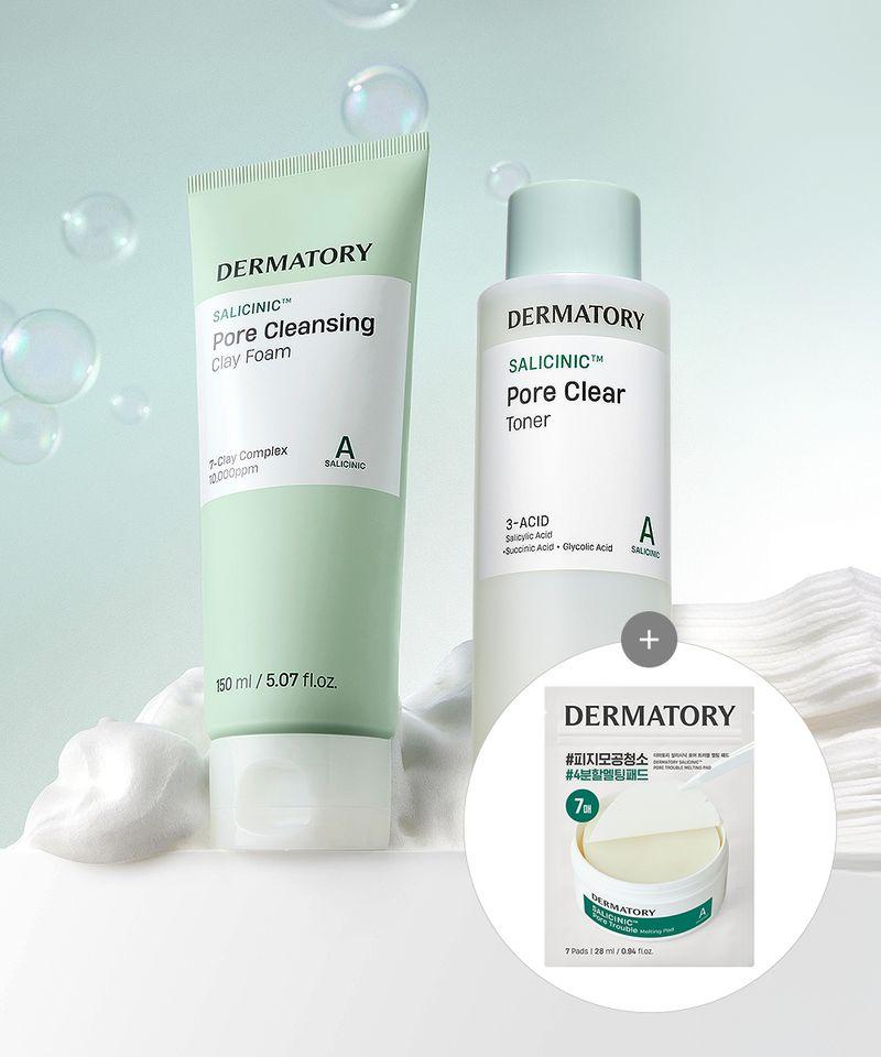 [SET] Salicinic Pore Clear Toner + Salicinic Pore Cleansing Clay Foam [Gift] 7 Melting Pads