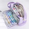 Pencil Case Double Layers Large Capacity Classification Storage Pencilcase Waterproof Canvas School Makeup Bag Pencil Pouch Pen