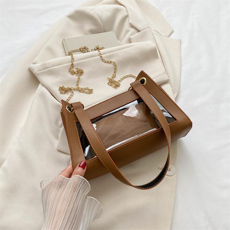 

Chic Casual Shoulder Bag For Women Contemporary Small Square Shape In Green And Silver Options коричневий