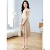 French Bow Color Block Stripe Maxi Dress