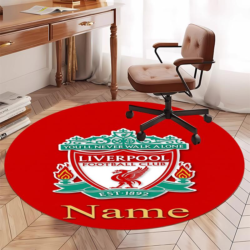 Custom Name Liverpool Football Club Printed Round Rug Carpet Chair Rug Area Rug Entryway Doormats,for Office Chair Living Room Bedroom Kitchen Room.