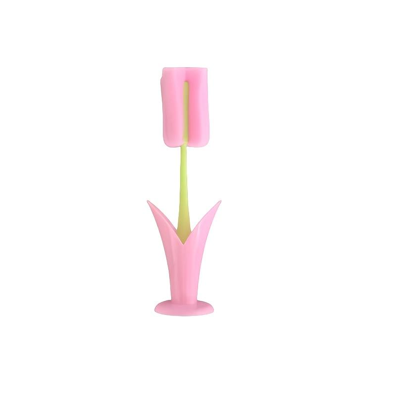 1/2pcs Tulip‑Style Long‑Handle Cup Brush, Detachable Sponge Head for Bottle Cleaning