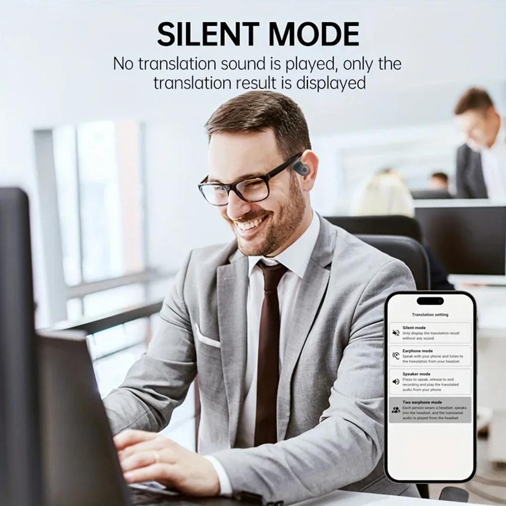 AI Translation Wireless BT Earbuds, Open Ear Music Headphones, Ear Hook Sports Earphones, Real Time Translation for 144