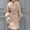 Vlněný kabát zimní kabát ženy Korejská verze samokultivace bundy s velkým kožešinovým límcem Wool-Coat Jacket Parka