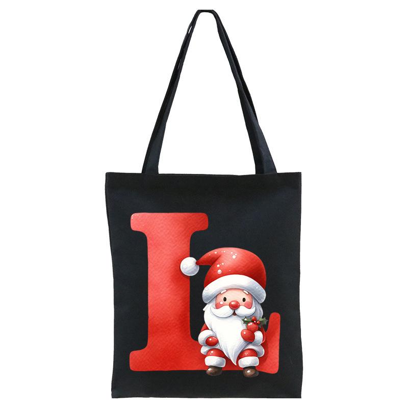 English letters A-Z Christmas number print student casual canvas tote bag