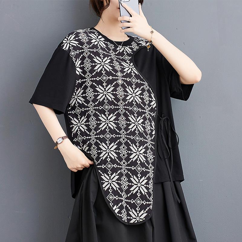 

DIMANAF 2023 Plus Size Новый летний стиль Блузка Вышивка Печать Дизайн Повседневная рубашка Мода с коротким рукавом Женская свободная рубашка Винтажные женские топы