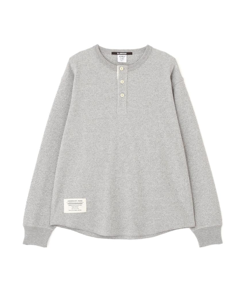 Avirex Honeycomb Waffle L/s Henley Neck T-shirt Men's M 020 Gray 783-5230031