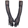 Women Lace Long Gloves with Rhinestones Drilling for Halloween and Prom Event Evening Party 1920S Flapper Costume Gloves