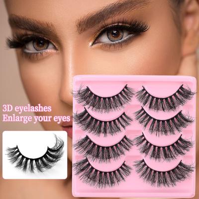 4 Paar künstliche Wimpern, dichte Wimpern, übertriebenes Fried-Hair, simulierte unordentliche Wimpern